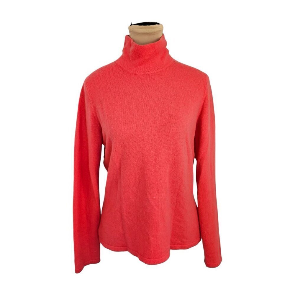 Lands End 100% Cashmere Bright Pink Mock Neck Sweater S M